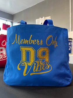 Sorority Members Only D9 Vibes Tote Bag Royal Blue/Gold
